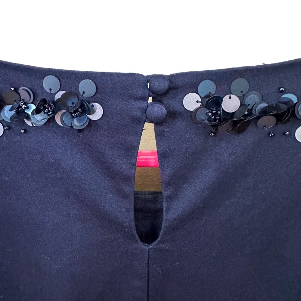 Boden navy blue, sleeveless, mid length, sheath dress. Sequin detail around neck - Picture 5 of 6